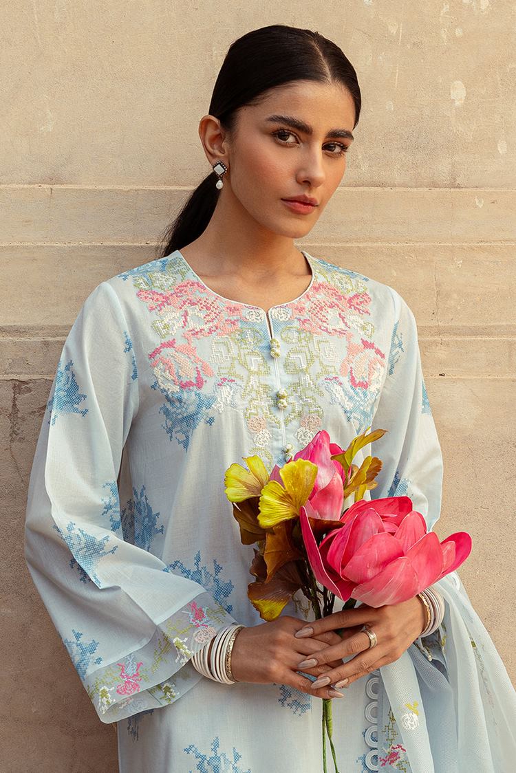 Picture of Cross Stitch - Unstitched Premium Lawn Collection - Dawn Mist - Available at Raja Sahib