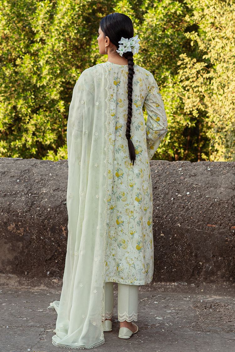 Picture of Cross Stitch - Unstitched Premium Lawn Collection - Lime Primrose - Available at Raja Sahib