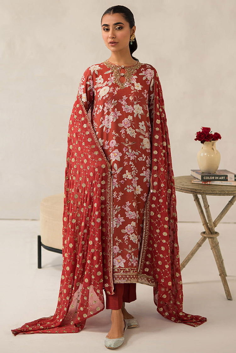 Picture of Cross Stitch - Unstitched Luxury Lawn Collection - Crimson Glow - Available at Raja Sahib