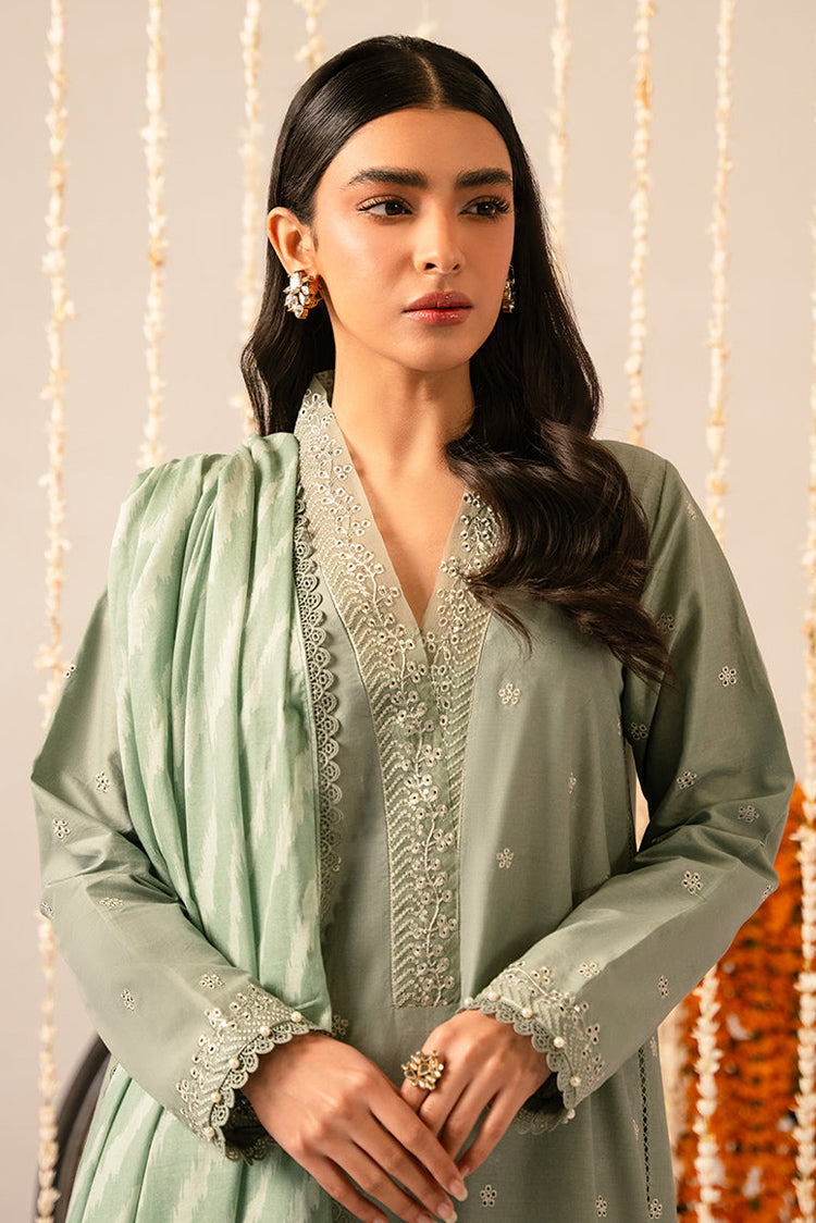 Picture of Cross Stitch - Mahiri Unstitched Embroidered Collection Vol 2 - Sage Green - Available at Raja Sahib