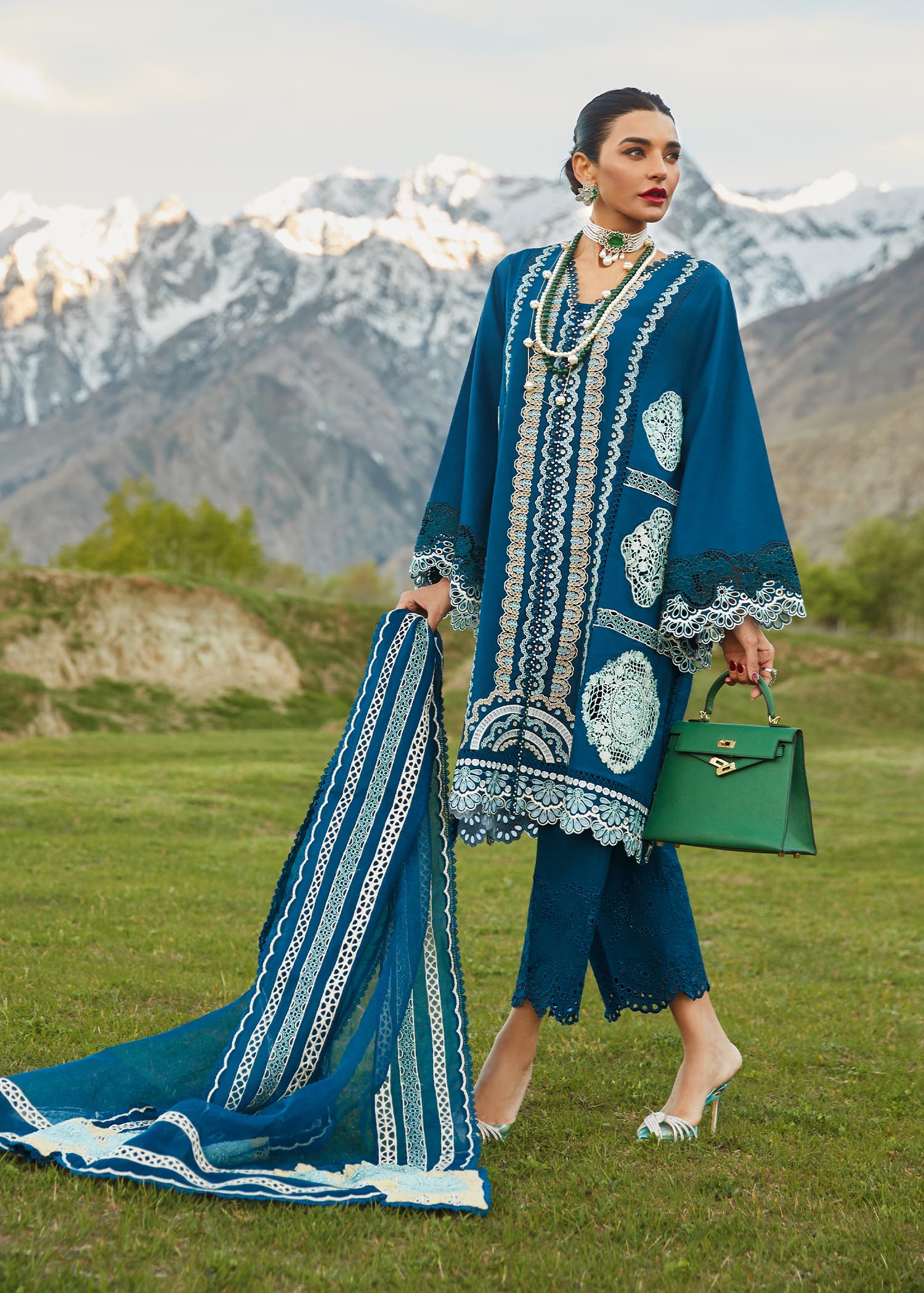 Picture of Crimson - 7A Medley Of Lace Luxury Lawn Collection - Available at Raja Sahib