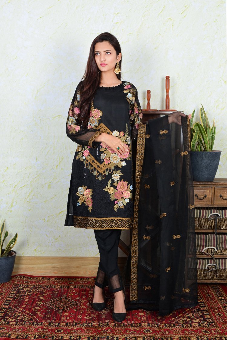 Picture of Ellena - Fancy Embroidered Formal Wear 3 Piece Suit - VJQ218 - Available at Raja Sahib