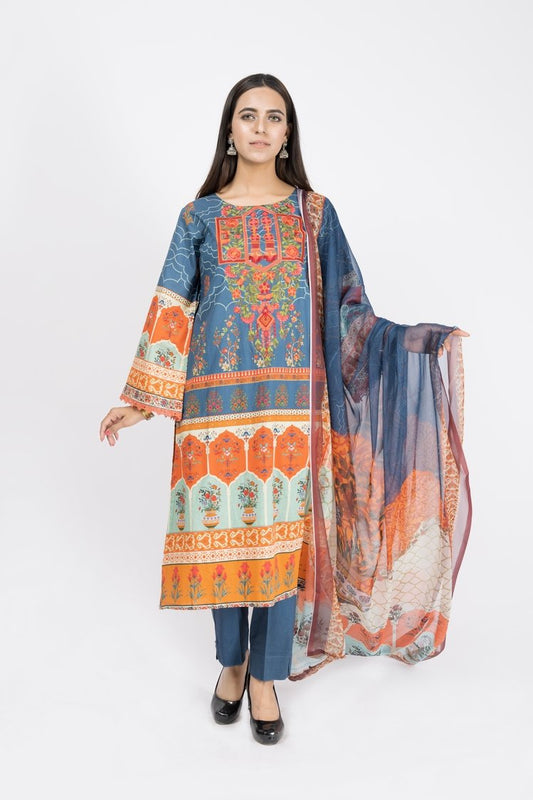 Picture of Printed & Embroidered Lawn Suit - ARN2225 - Available at Raja Sahib