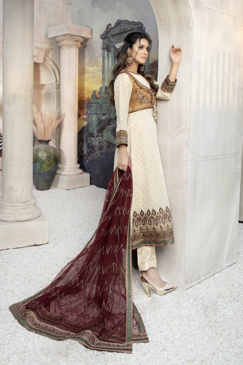 Picture of Ellena - Fancy Embroidered Formal Wear 3 Piece Suit - VJQ282 - Available at Raja Sahib