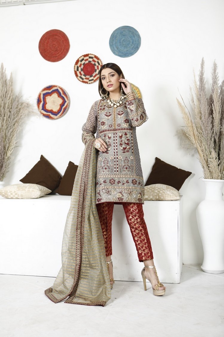 Picture of Ellena - 3-PC Stitched Masoori Suit - Available at Raja Sahib