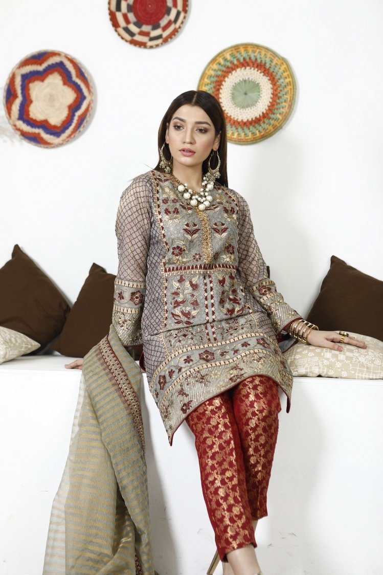 Picture of Ellena - 3-PC Stitched Masoori Suit - Available at Raja Sahib