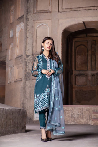 Fancy Embroidered Formal Wear 3 Piece Suit - VJQ300