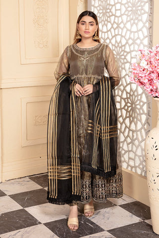 Fancy Embroidered Zari Organza 3-PC Suit