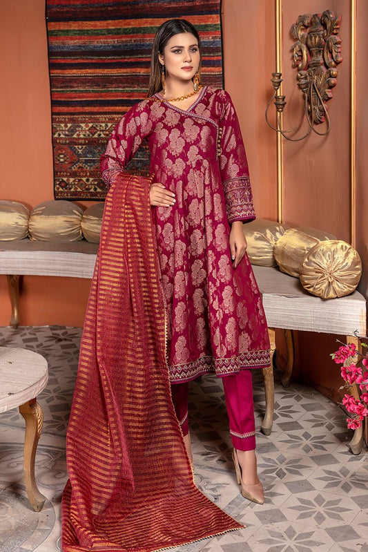 Picture of Ellena - Embroidered Jacquard 3-PC Suit - Available at Raja Sahib