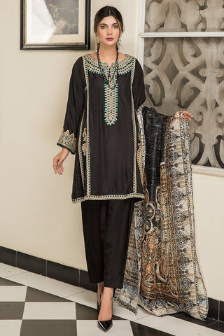 Fancy Embroidered Viscose 3-PC Suit