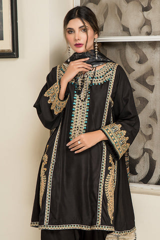 Fancy Embroidered Viscose 3-PC Suit