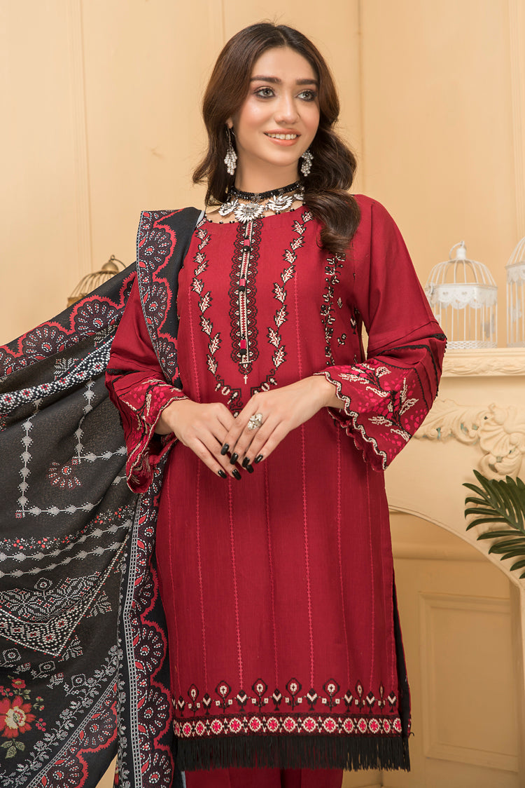 Picture of Ellena - Embroidered Khaddar 3-PC Suit - Available at Raja Sahib