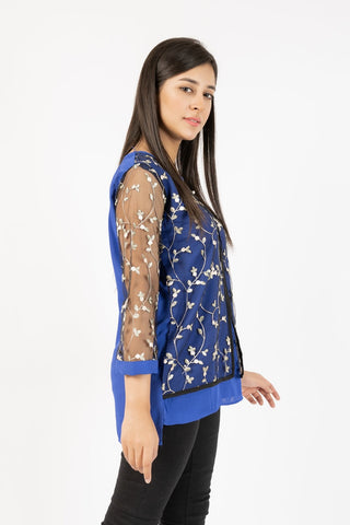 Georgette Top With Floral Embroided Net