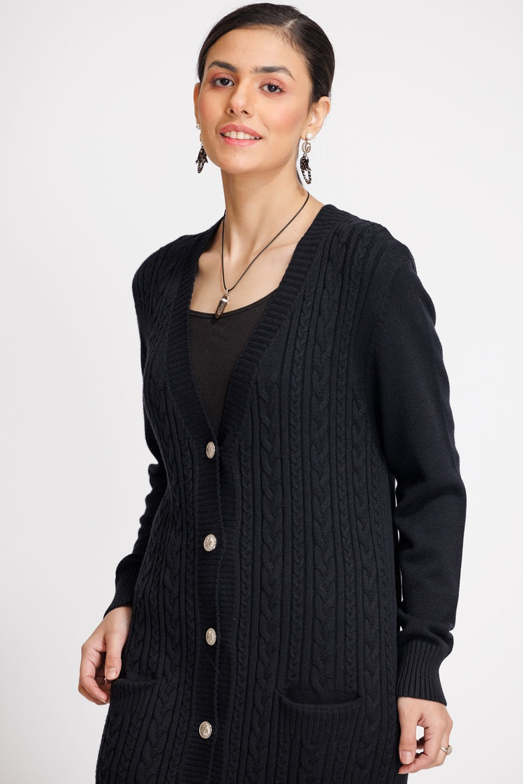 Picture of Ellena - V-Neck Cardigan Sweater - Available at Raja Sahib