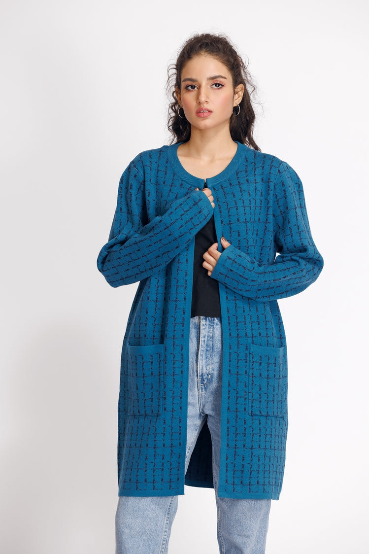 Picture of Ellena - Round Neck Cardigan Sweater - Available at Raja Sahib