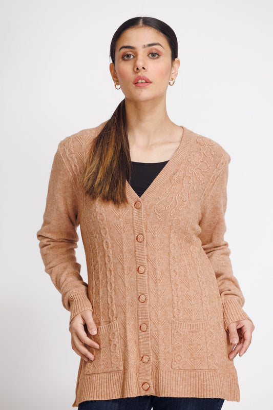 Picture of Ellena - V-Neck Cardigan Sweater - Available at Raja Sahib