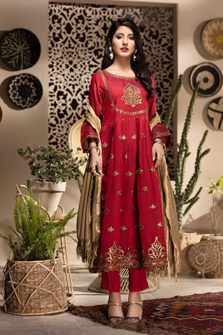 Fancy Embroidered Formal Wear 3 Piece Suit - VJQ-150