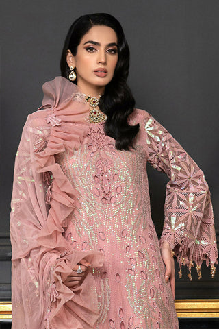D 011 Peachy Elegance Luxury Formal Embroidered Chiffon Collection