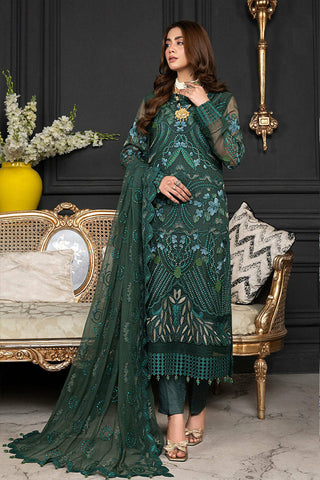 D 012 Emerald Luxury Formal Embroidered Chiffon Collection