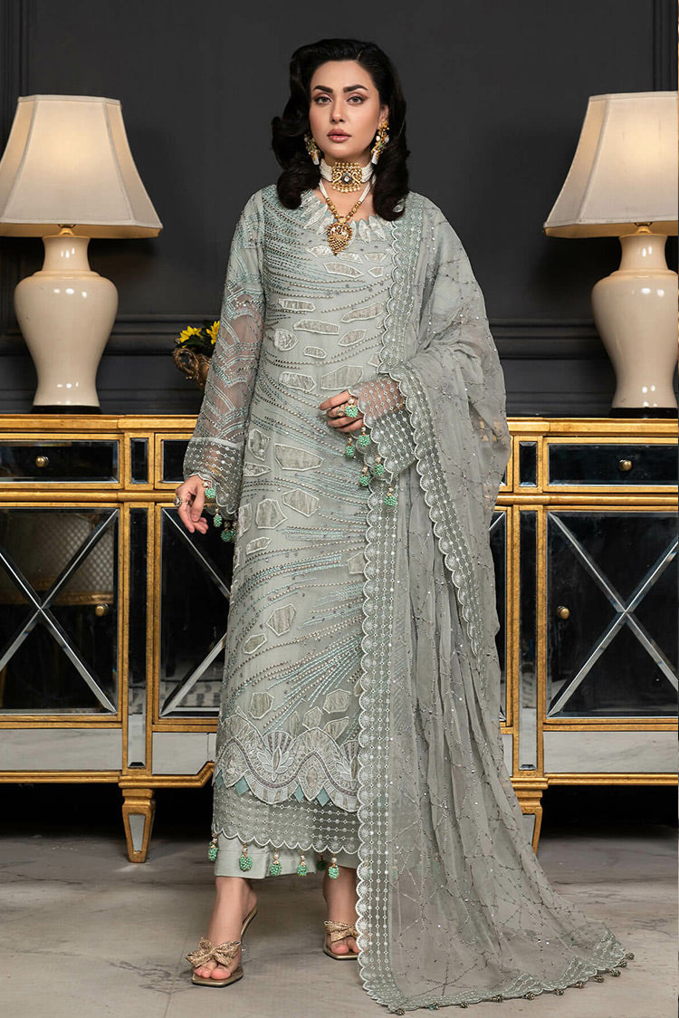 Picture of Janique - D 013 Minted Mocha Luxury Formal Embroidered Chiffon Collection - Available at Raja Sahib