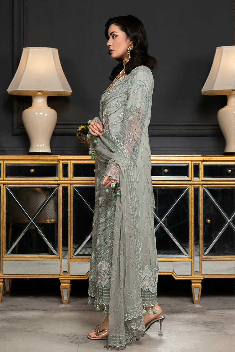 Picture of Janique - D 013 Minted Mocha Luxury Formal Embroidered Chiffon Collection - Available at Raja Sahib