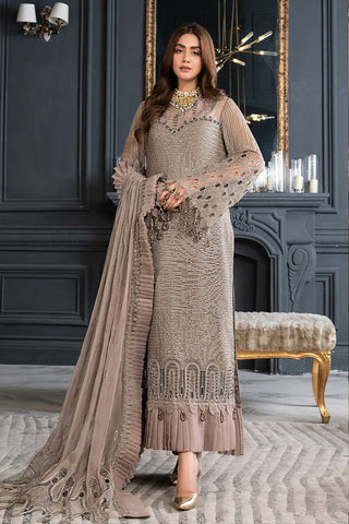 D 014 Cocoa Chic Luxury Formal Embroidered Chiffon Collection