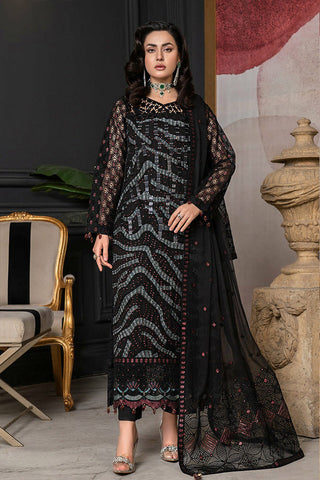 D 018 Midnight Glamour Luxury Formal Embroidered Chiffon Collection