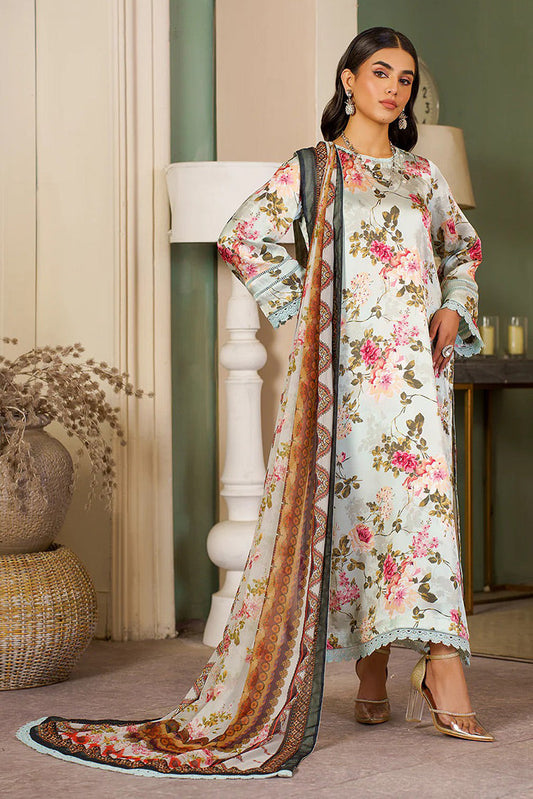 Picture of Zarif - ZSP 02 AQUA Printed Silk Collection - Available at Raja Sahib