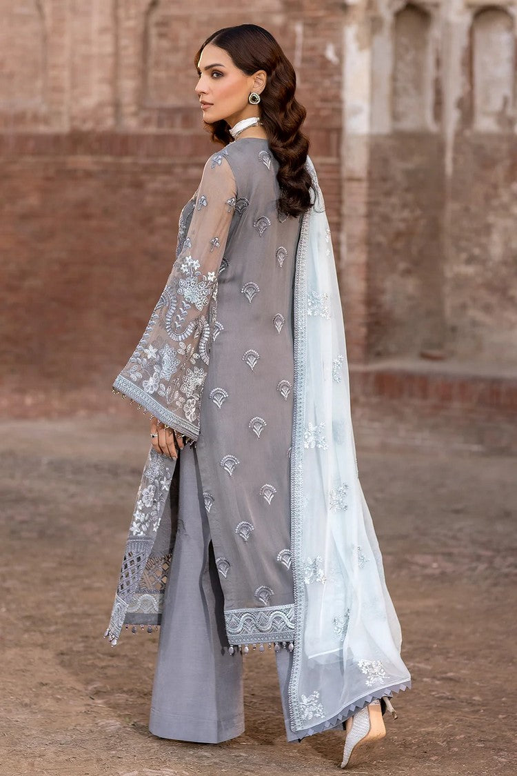 Picture of Flossie - 08 STORMY GREY Safeera Embroidered Chiffon Collection Vol 13 - Available at Raja Sahib