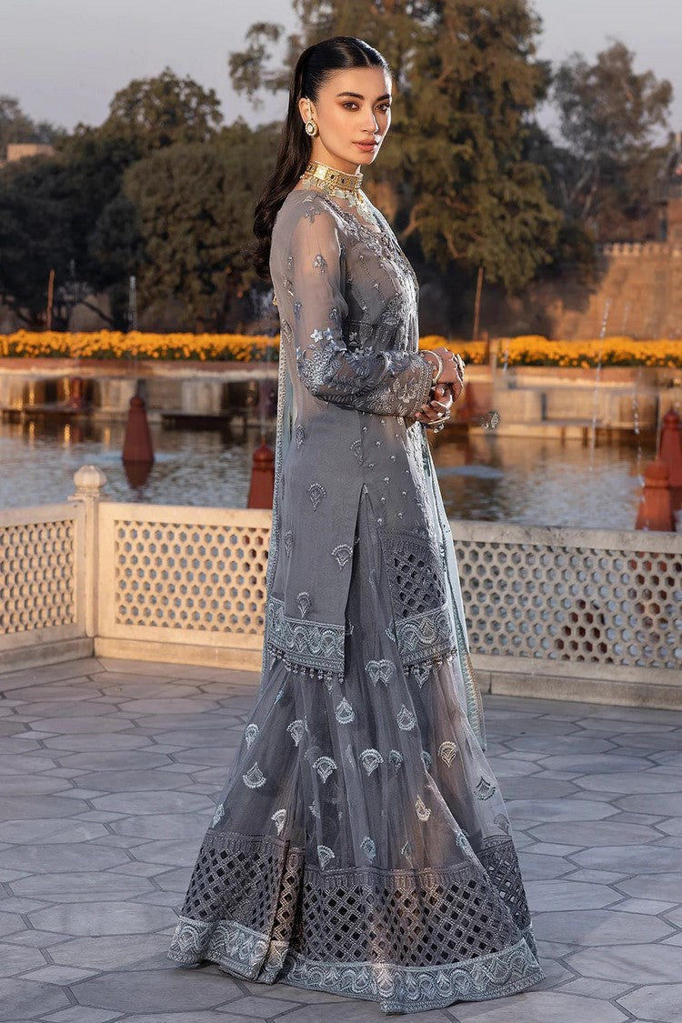 Picture of Flossie - 08 STORMY GREY Safeera Embroidered Chiffon Collection Vol 13 - Available at Raja Sahib