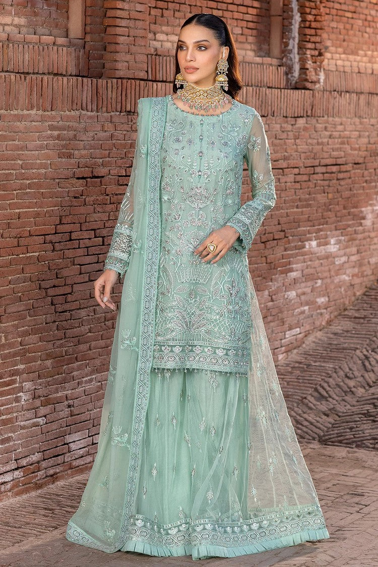 Picture of Flossie - 09 SNOW PEA Safeera Embroidered Chiffon Collection Vol 13 - Available at Raja Sahib