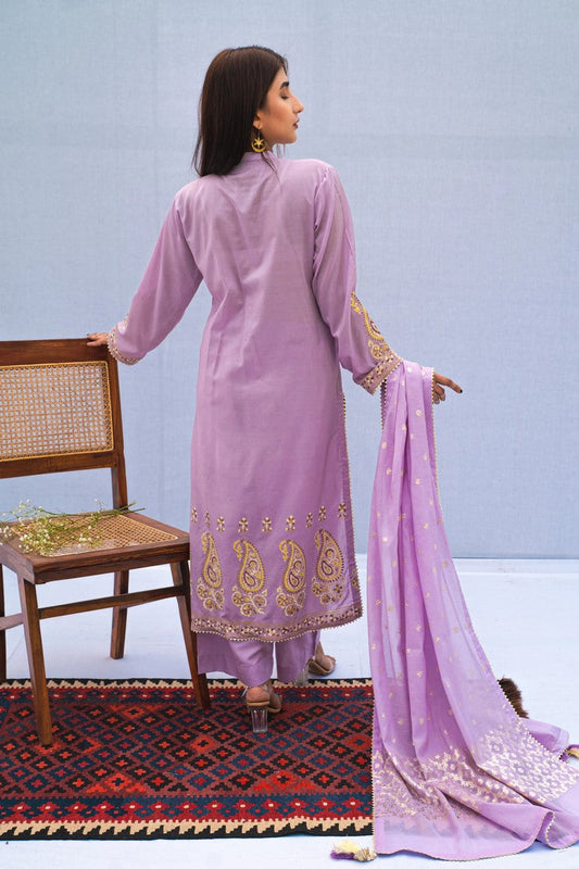 Picture of Najiazia - 01 Lilac Hand Block Printed Collection - Available at Raja Sahib