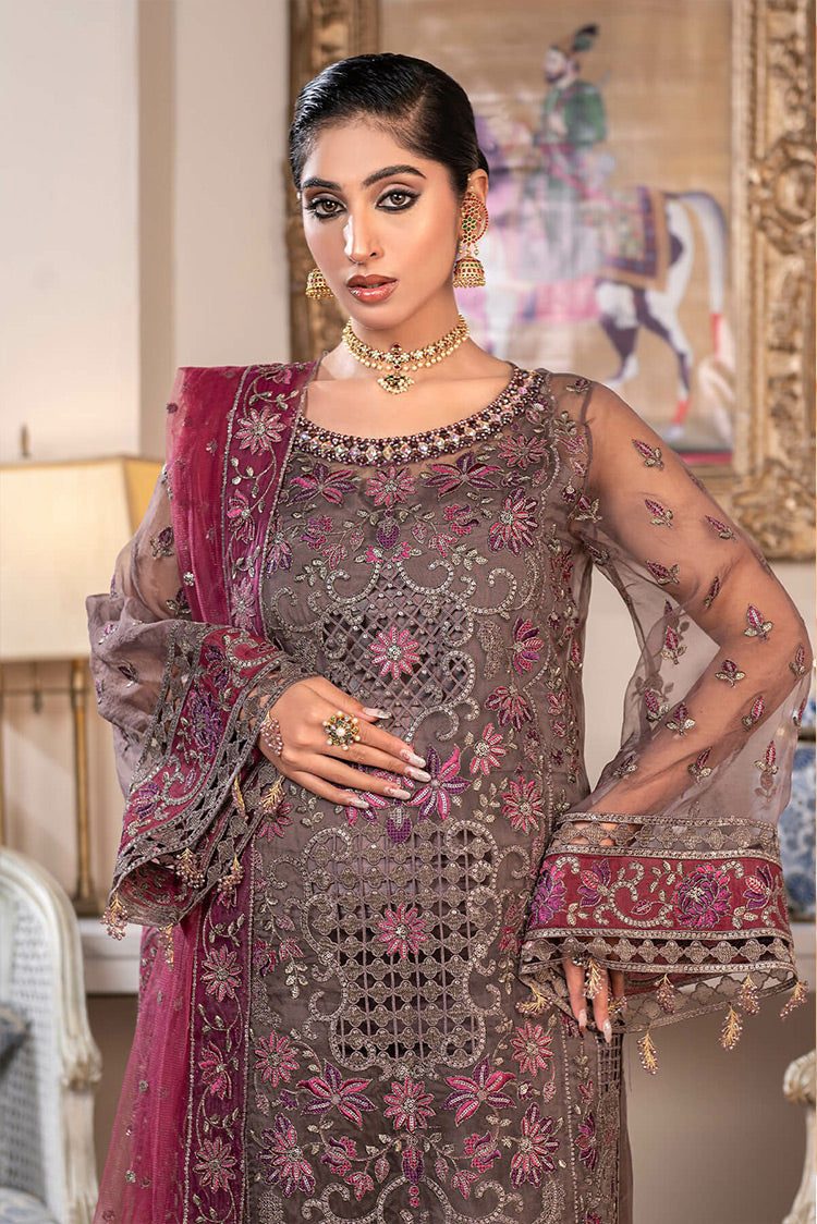 Picture of Janique - D 002 Burgundy Orchid JJ Embellished Luxury Collection Vol 2 - Available at Raja Sahib