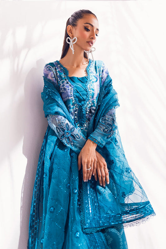 Picture of Nureh - NU2 137 Blue Charm  Ballerina Embroidered & Embellished Chiffon Collection - Available at Raja Sahib