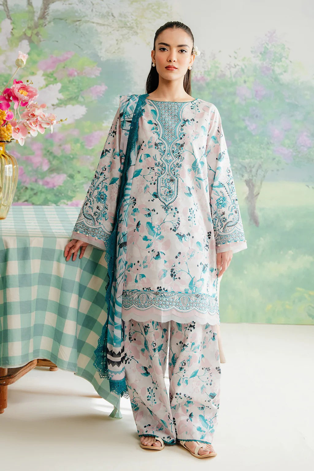 Picture of Afrozeh - AL 24 V1 05 Cashmere The Floral Charm Embroidered Lawn Collection - Available at Raja Sahib