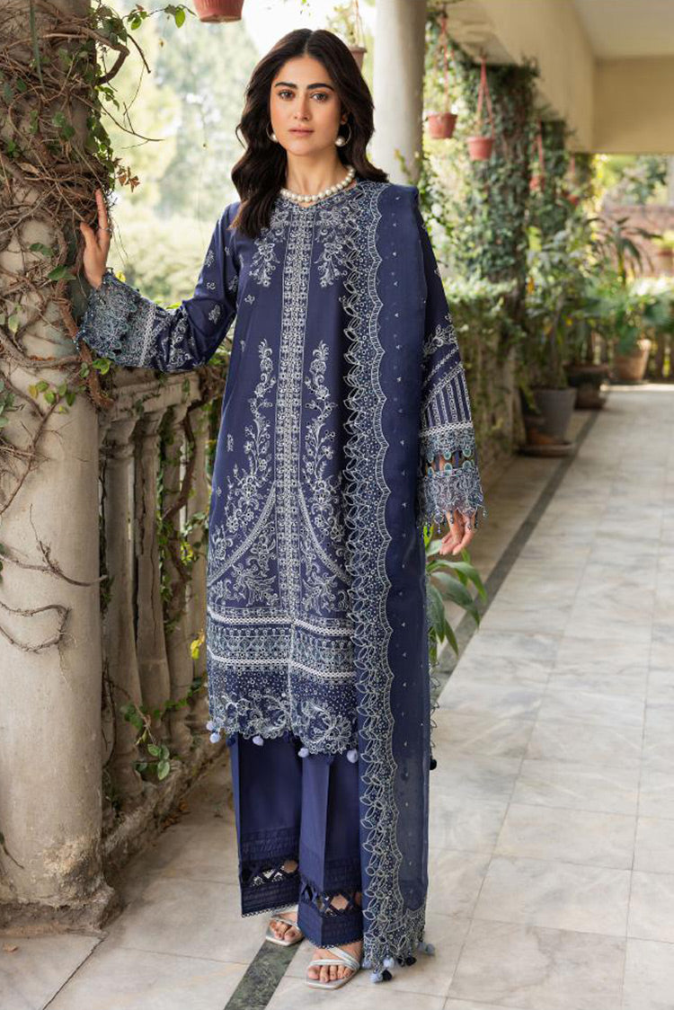 Picture of Farasha - 01 BLUE OCHRE Bahaar Embroidered Lawn Collection - Available at Raja Sahib