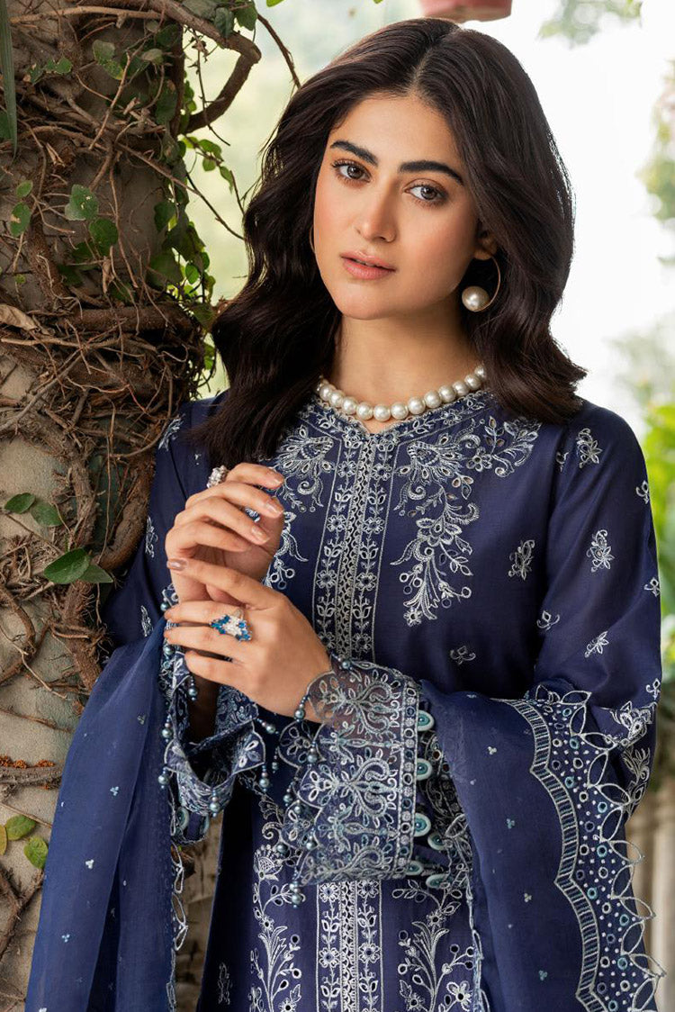 Picture of Farasha - 01 BLUE OCHRE Bahaar Embroidered Lawn Collection - Available at Raja Sahib