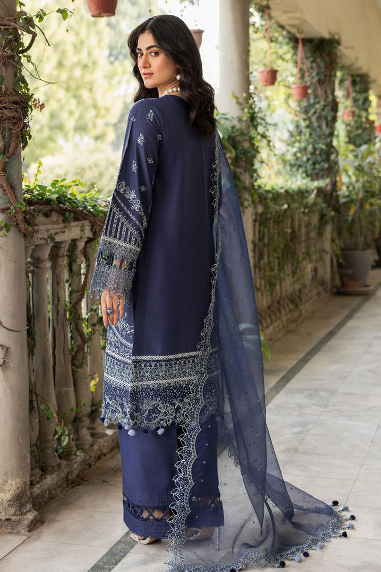 Picture of Farasha - 01 BLUE OCHRE Bahaar Embroidered Lawn Collection - Available at Raja Sahib