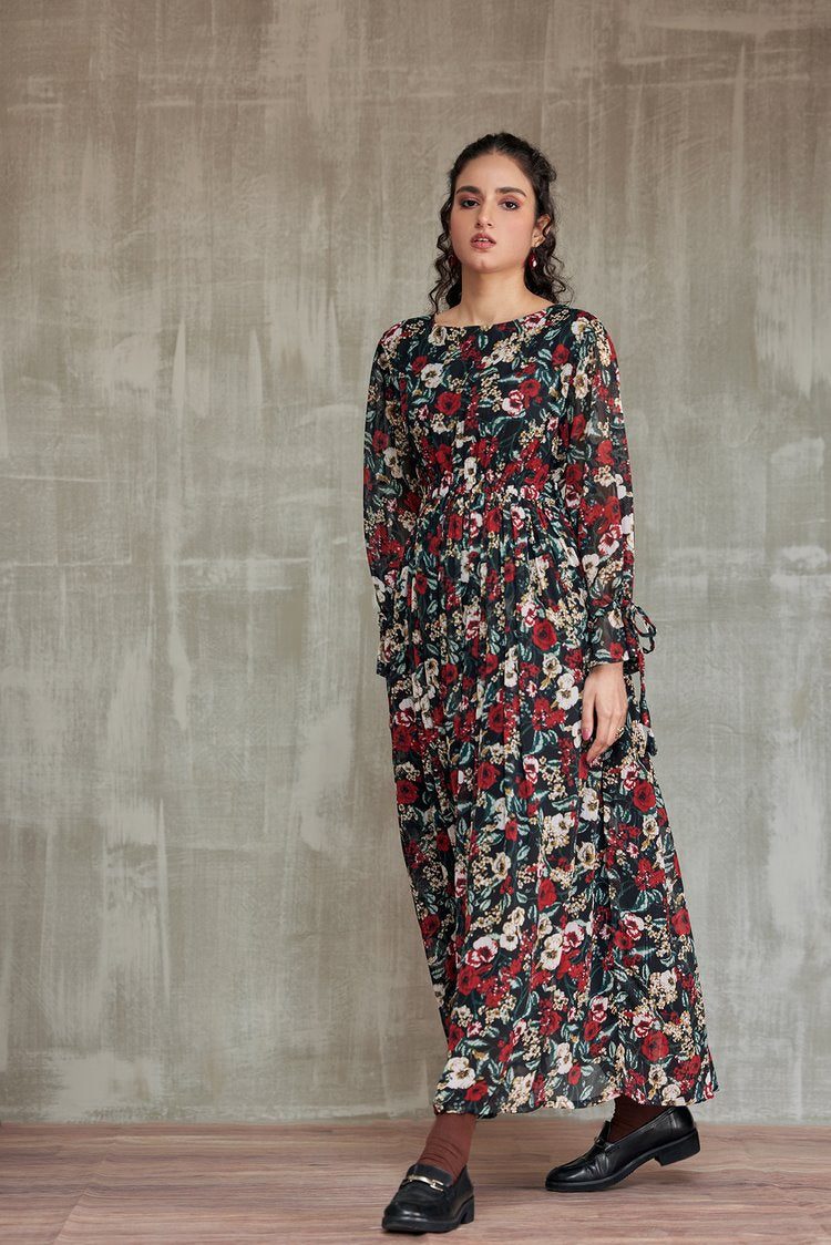 Picture of Ellena - Western Georgette Dress - Available at Raja Sahib