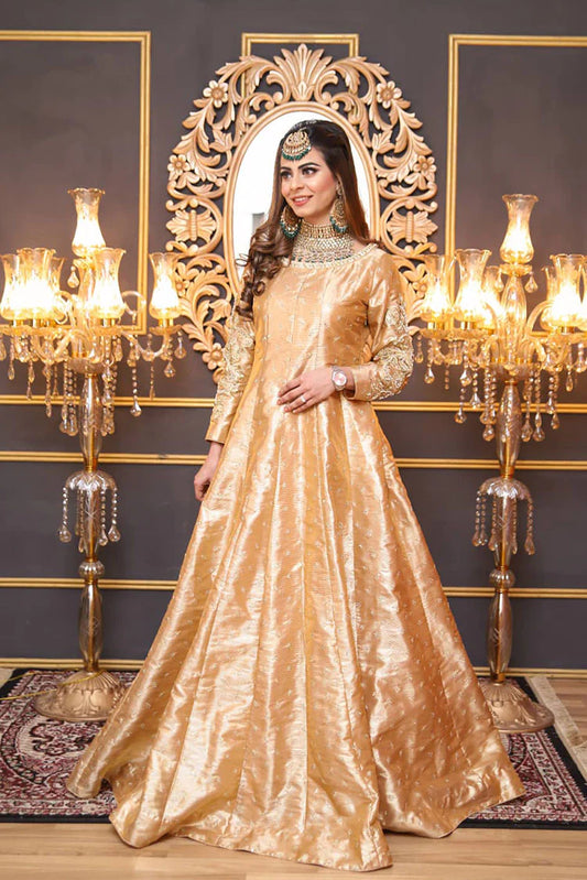 Picture of Maryam Malik Luxury Pret - Aurous Golden (Only Pishwaas With Tilla Embroidery) - Available at Raja Sahib