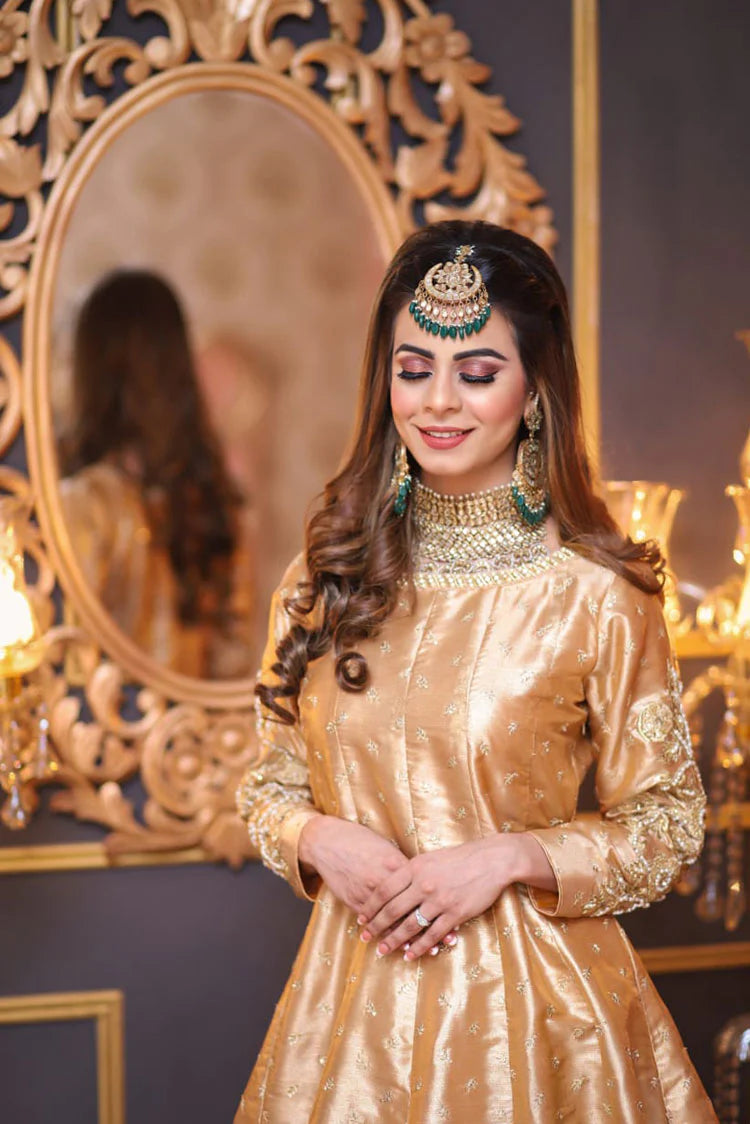 Picture of Maryam Malik Luxury Pret - Aurous Golden (Only Pishwaas With Tilla Embroidery) - Available at Raja Sahib