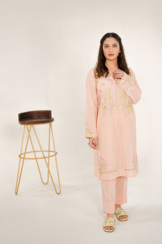 B1 - Glossy Pink Embroidered 2-PC Lawn Suit