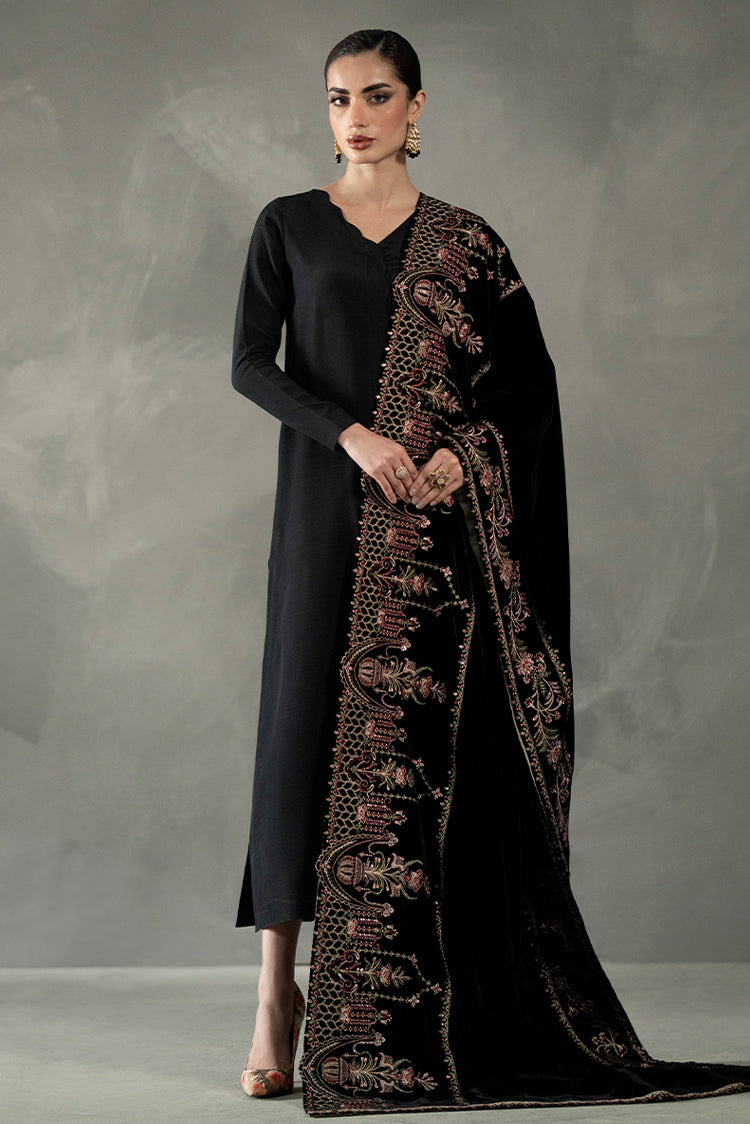 Picture of Black Velvet Shawl - Available at Raja Sahib