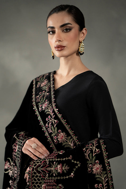 Picture of Black Velvet Shawl - Available at Raja Sahib