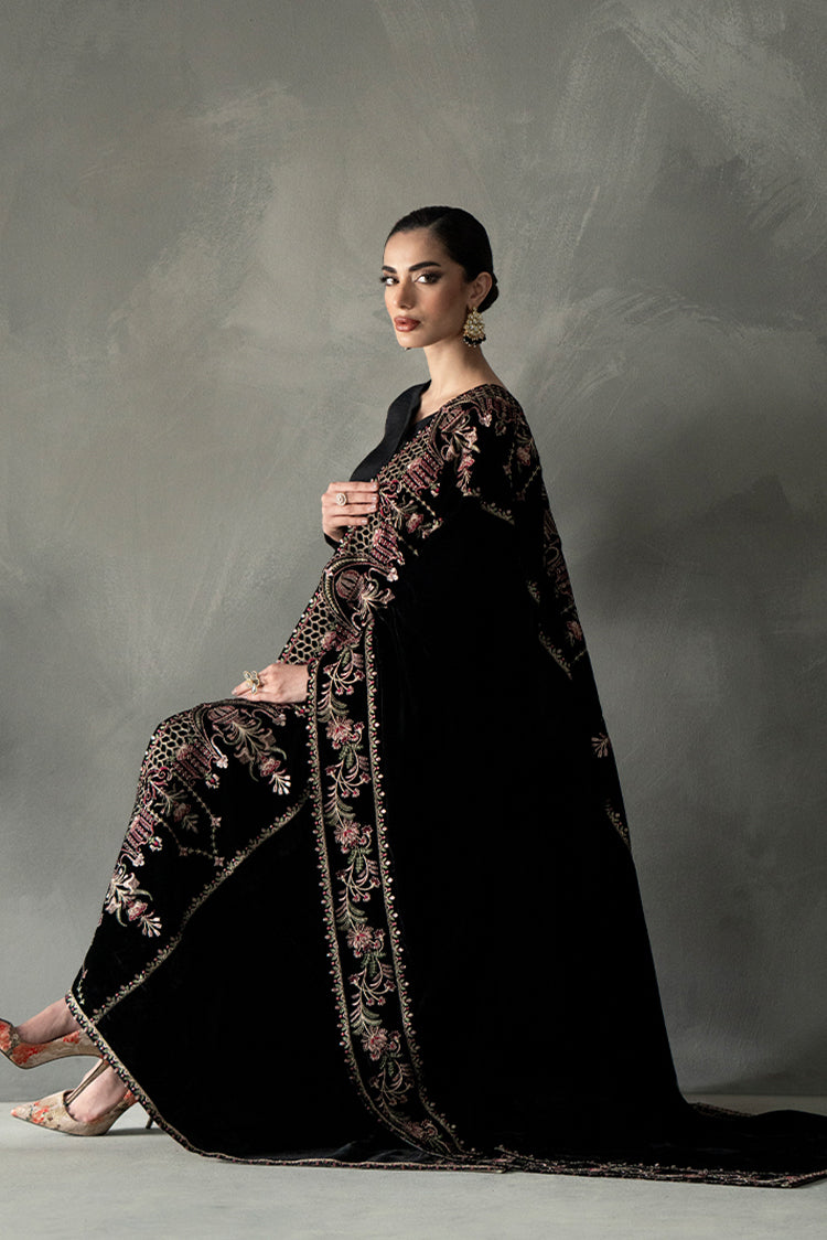 Picture of Black Velvet Shawl - Available at Raja Sahib