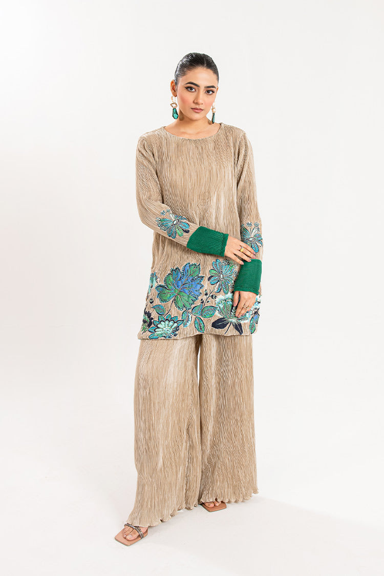 Picture of Maria Osama Khan - Claire Pleated Silk Collection - Stardust - Available at Raja Sahib