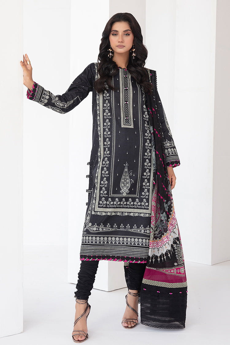 Picture of 3-PC Unstitched Digital Printed Lawn Suit - Available at Raja Sahib