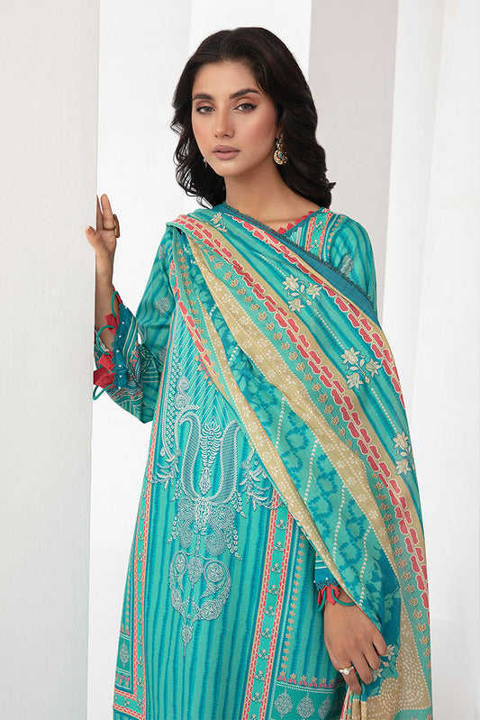 Picture of 3-PC Unstitched Digital Printed Lawn Suit - Available at Raja Sahib