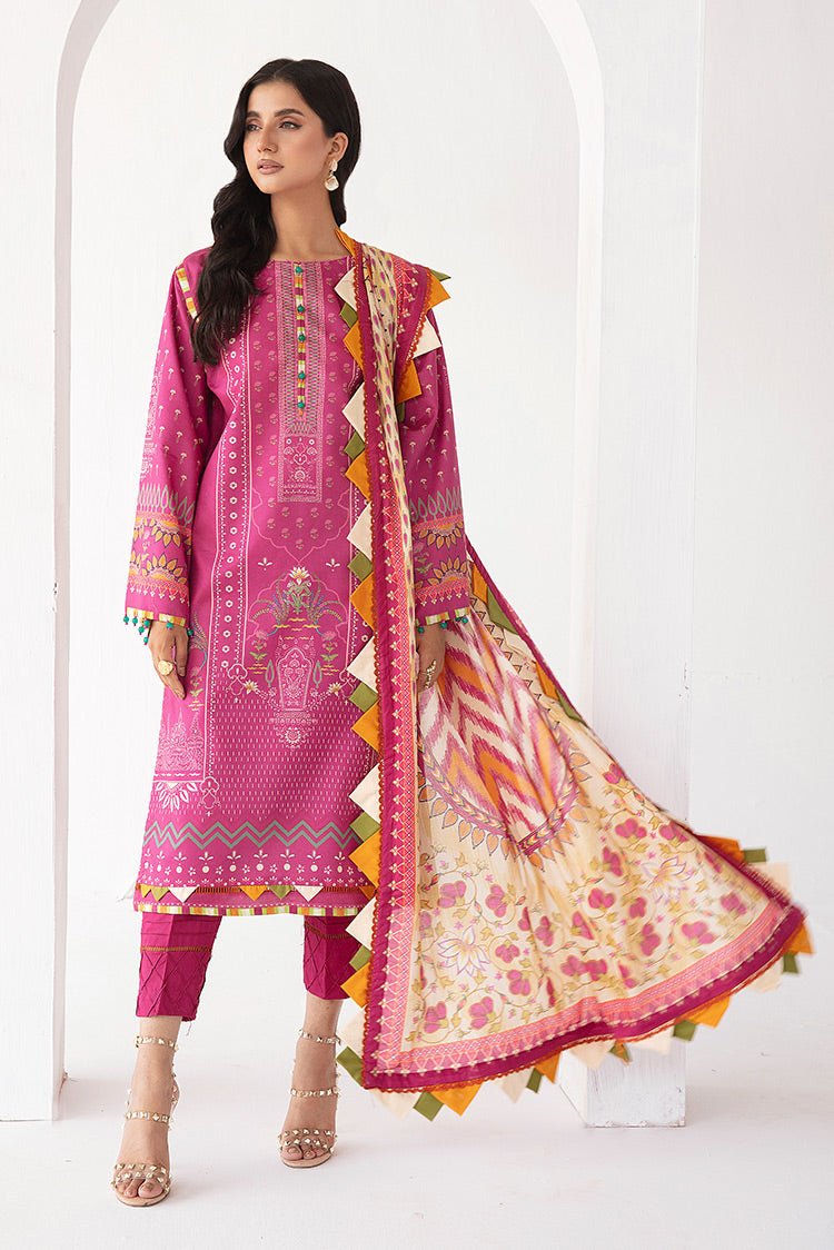 Picture of 3-PC Unstitched Digital Printed Lawn Suit - Available at Raja Sahib