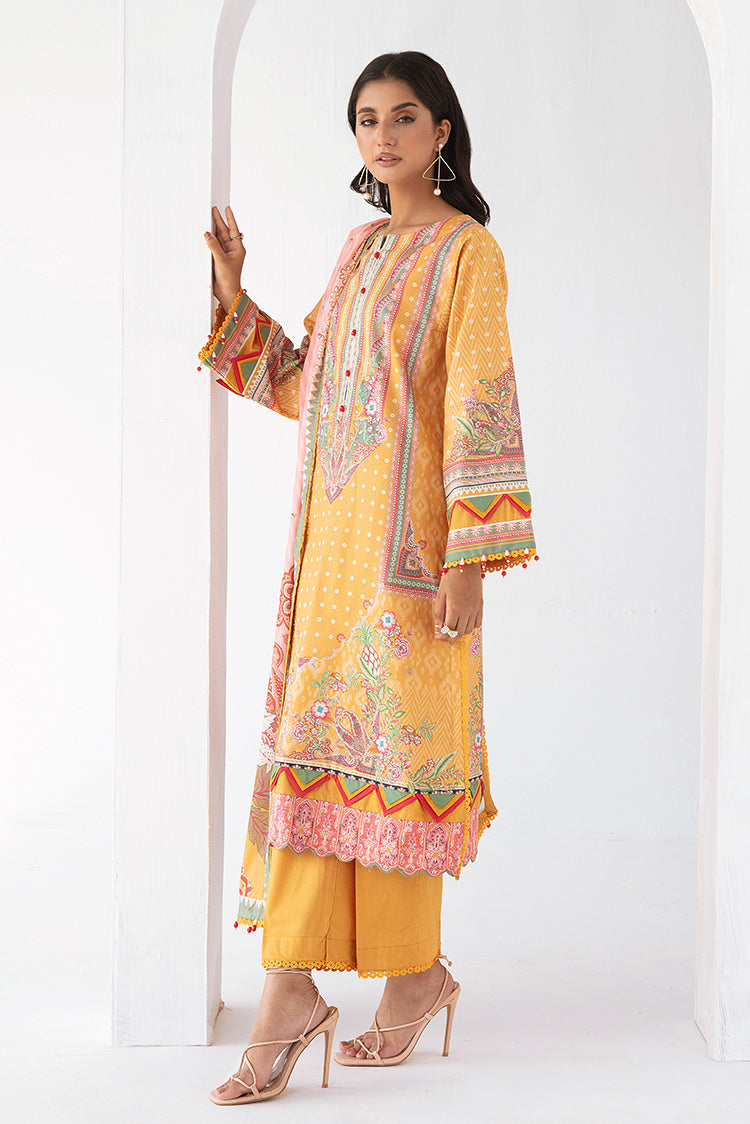 Picture of 3-PC Unstitched Digital Printed Lawn Suit - Available at Raja Sahib